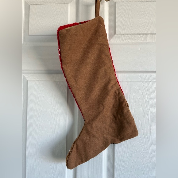 Unique Cowboy boot stocking.  Very intricate.  Red with blue and white scroll - Picture 3 of 4